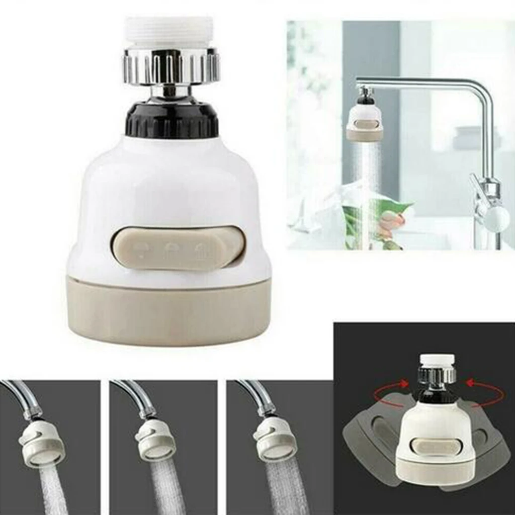 360° Swivel Faucet Tap Aerator Diffuser Nozzle Faucet Splash-Proof Filter 3 Gear Faucet Sprayer Head