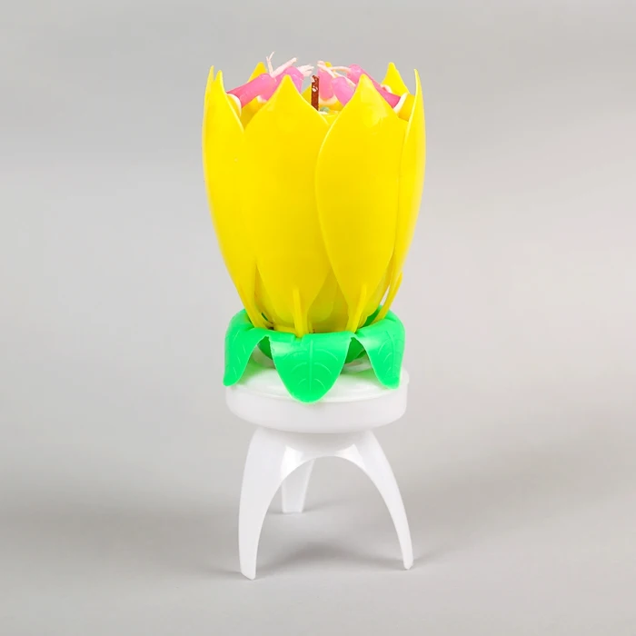 Свеча для торта музыкальная &quotТюльпан&quot крутящаяся жёлтая 14 5×6 см 2919689|Свечи| |