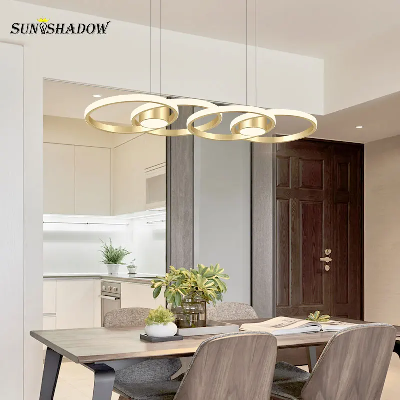 

Gold Modern Led Pendant Light for Dining room Kitchen Circle Chandelier Pendant Lamp Hanging Lamp Lighting Fixture 220V 110V