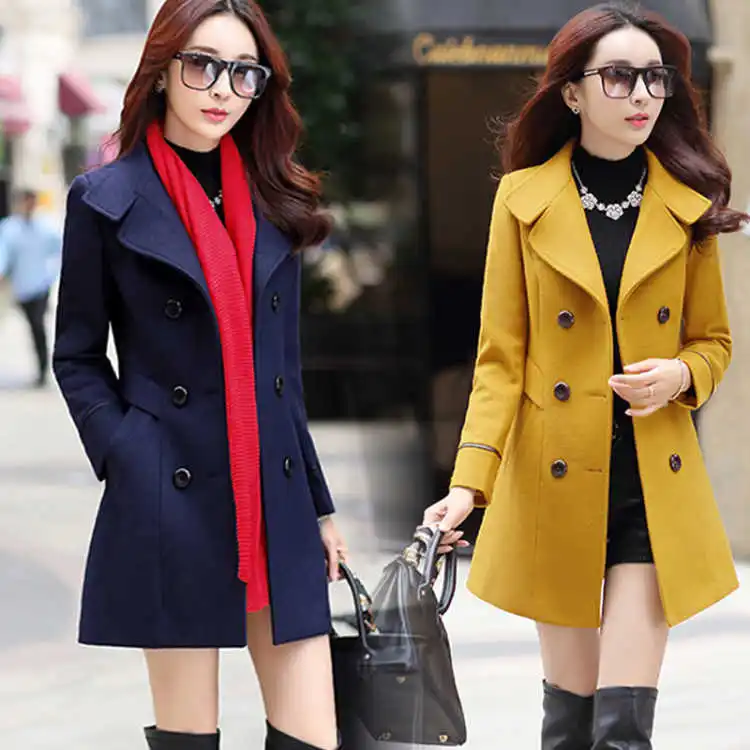 

Women Winter Coats 2019 Autumn and Winter New Large Size Women's Solid Color Slim Slimming Long Wool Coat Female