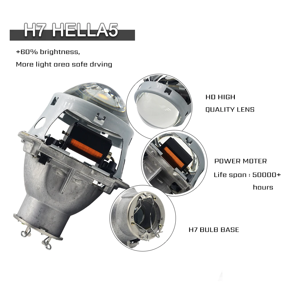 3,0 дюймов H7 Hella5 Bi xenon HID объектив проектора фары автомобиля мотоцикл использовать для D2S D2H H7 ксеноновый комплект ксеноновой лампы DIY Металл
