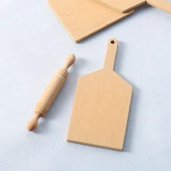 Planche à découper de cuisine miniature pour maison de poupée 1:12, ensemble de rouleaux à pâtisserie, jouets en bois, cadeau pour enfants, 2 pièces/ensemble 