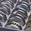 20pcs/lot Cool Spinner Chain Titanium Steel Rotatable Rings For Women Men Jewelry Party Gifts Mix Color Wholesale 5