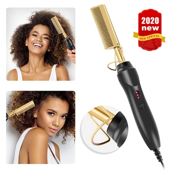 

2020 New Hair Straightener Comb Electric Wand Hair Curling Iron Hair Curler Comb Titanium Alloy Wet and Dry Use Hair Curler Comb