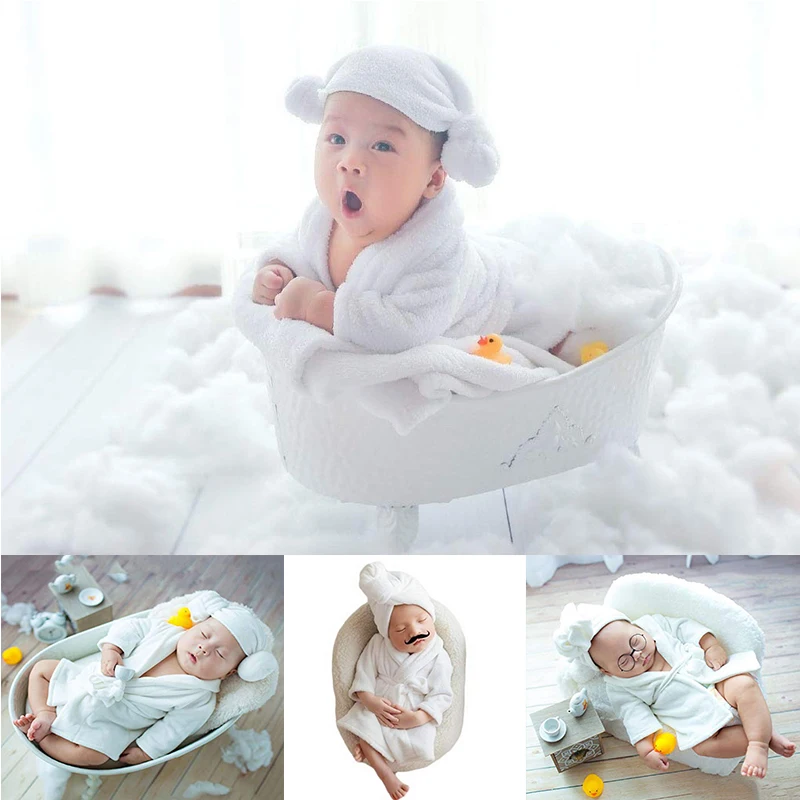 Newborn Baby Photography Photo Props Costume Bathrobes Bath Towel Blanket Baby Wrap Photo Shoot Studio Accessories for Boy Girl