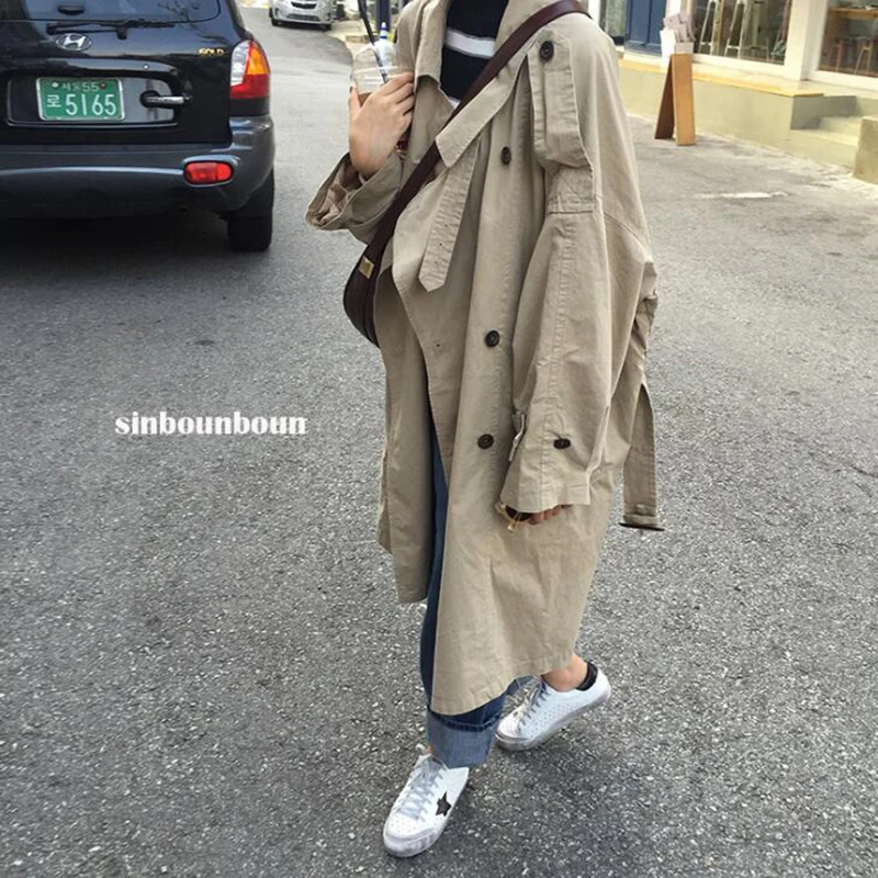 

2019 Medium Long Cotton And Linen Sun Protection Clothing Female Autumn Large Size Loose Thin Over Knee Cardigan Trench Coat