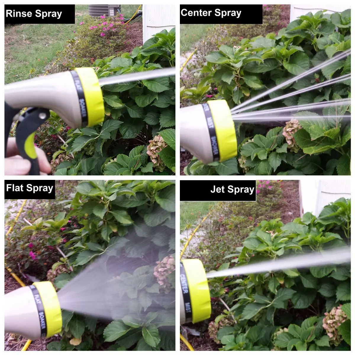 Metal 8 function garden hose spray nozzle