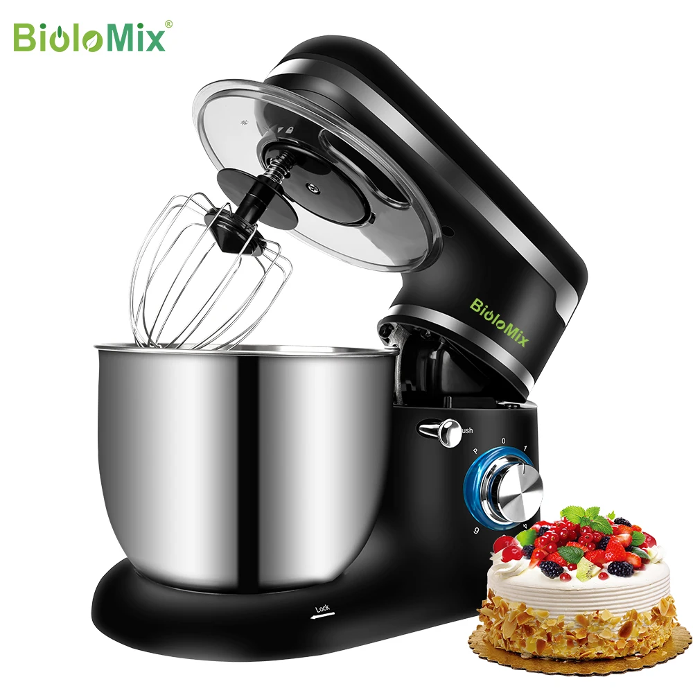 BioloMix Stand Mixer Stainless Steel Bowl 6-speed Kitchen Food Blender Cream Egg Whisk Cake Dough Kneader Bread Maker
