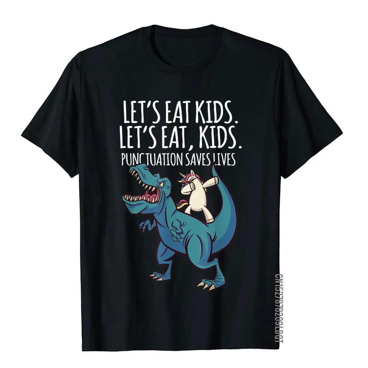 Funny Lets Eat Kids Punctuation Saves Lives Grammar School T-Shirt__B7223black