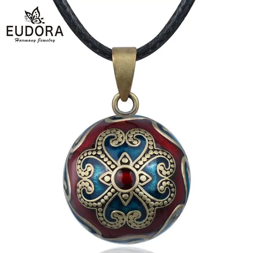 

Eudora Harmony Pregnancy ball Necklace Pregnancy bola ball pendant with iris Flower Luxury baroque Jewelry for pregnant woman