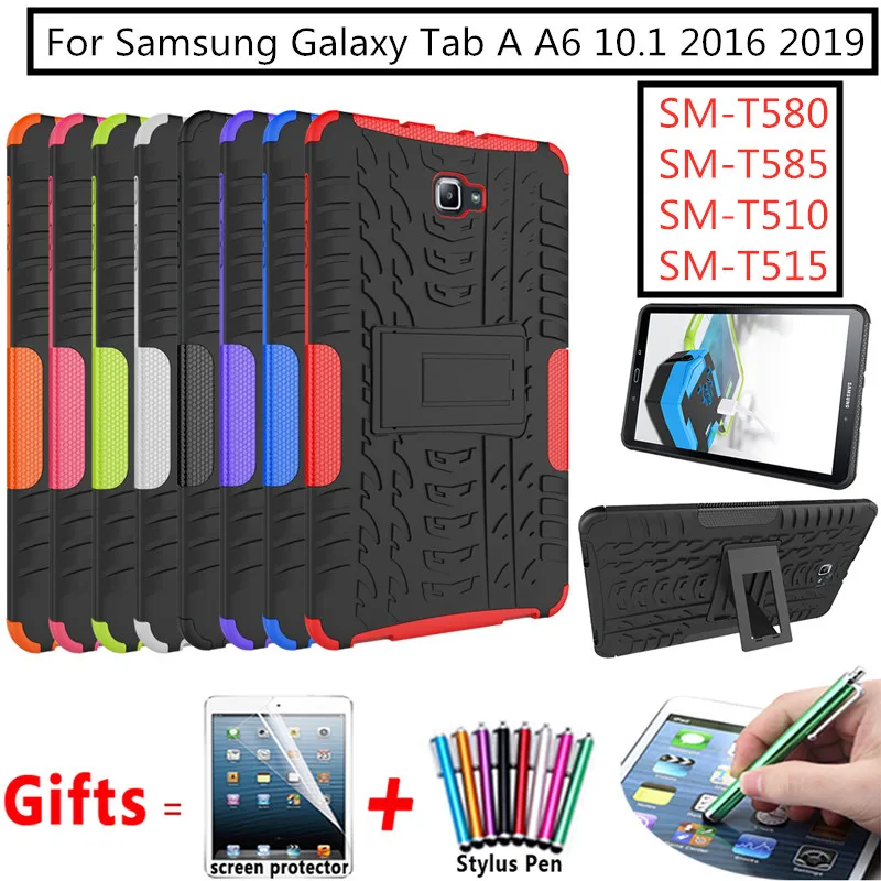 Шина и силикона с откидной крышкой для Samsung Galaxy Tab A A6 10,1 чехол T580 T585 T510 T515 SM-T580 SM-T585 SM-T510, коксовое покрытие+ подставка для ручек