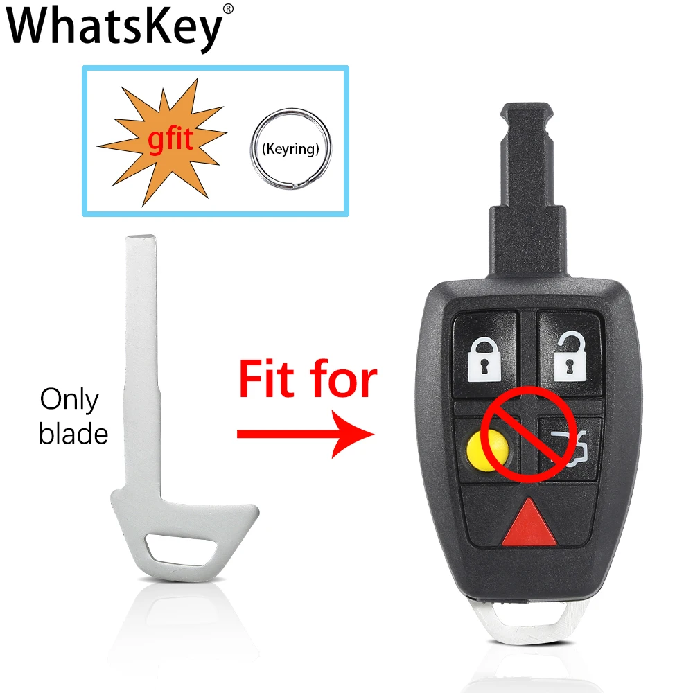

Replacement Car Key Cover Case Shell Fob For Volvo C30 C70 XC90 V70 S60 V40 V50 Small Key Uncut Insert Blank Blade With Keyring