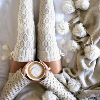 

Fashion Winter Over Knee Socks Long Boot Thigh-High Warm Knit High Stockings Thin Leggings Women Sexy For Ladies F4W6