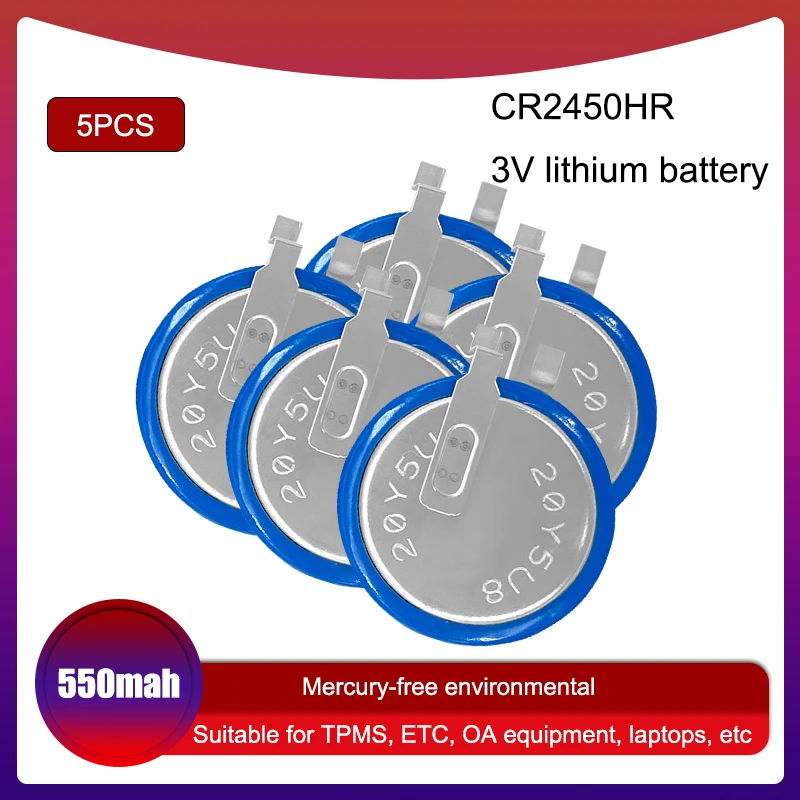 5pcs Eaxell Original CR2450HR 3V button battery Car tire pressure monitoring CR2450 High temperature resistance | Электроника