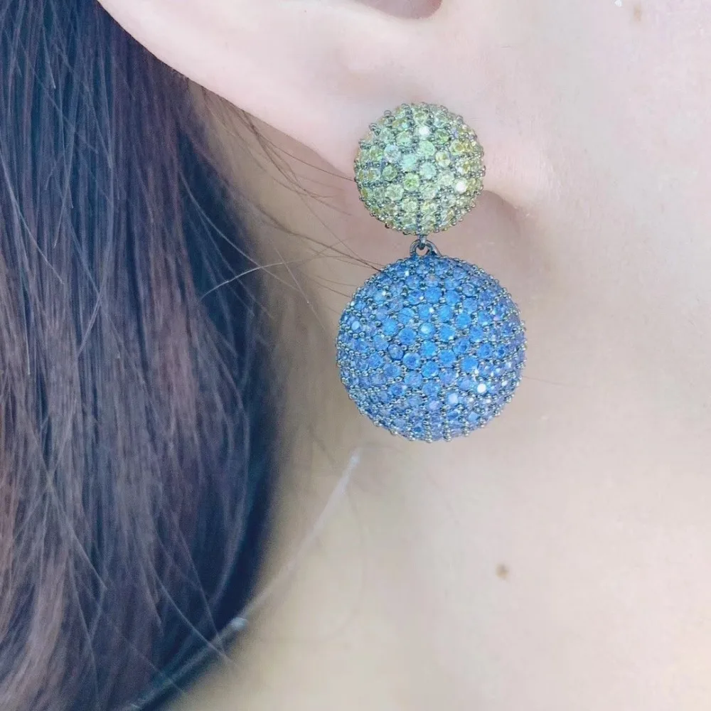 ACCKING Luxury CZ ball Full Micro inlay Cubic Zirconia Women Bridal Wedding Engagement Earring wholesale
