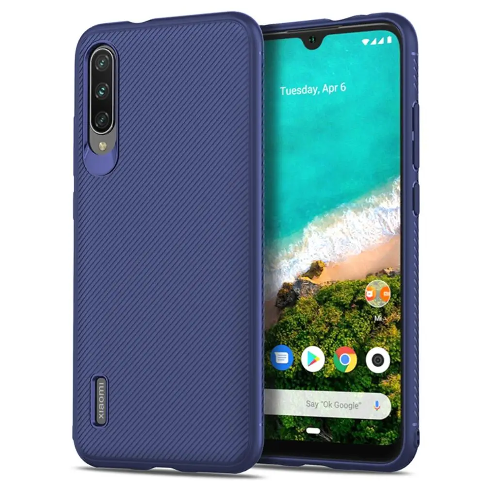 Твил текстурированный Мягкий ТПУ чехол для телефона Xiaomi mi A3 Lite CC9 CC9e A3 красный mi 7A K20 K20 Pro Play Note 7pro Note 8 Pro Note 7S - Цвет: Dark Blue