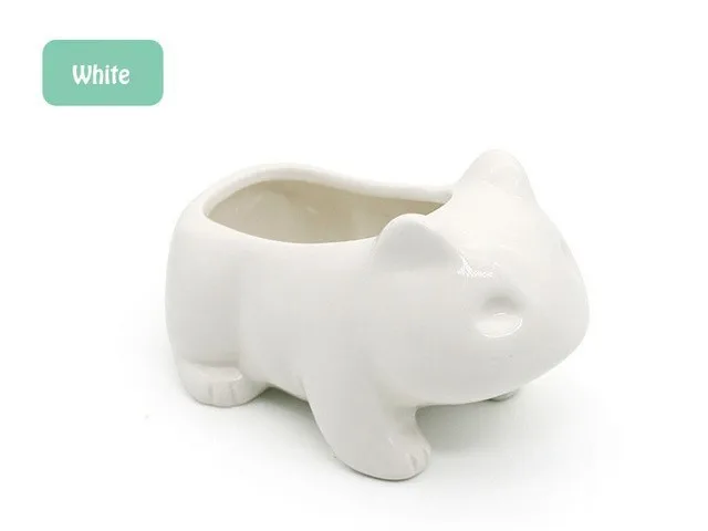 Large 13cm x 7.5cm Kawaii Ceramic Flowerpot Bulbasaur Succulent Planter Cute Green Plants Flower Pot with Hole For Dropshipping - Цвет: Белый