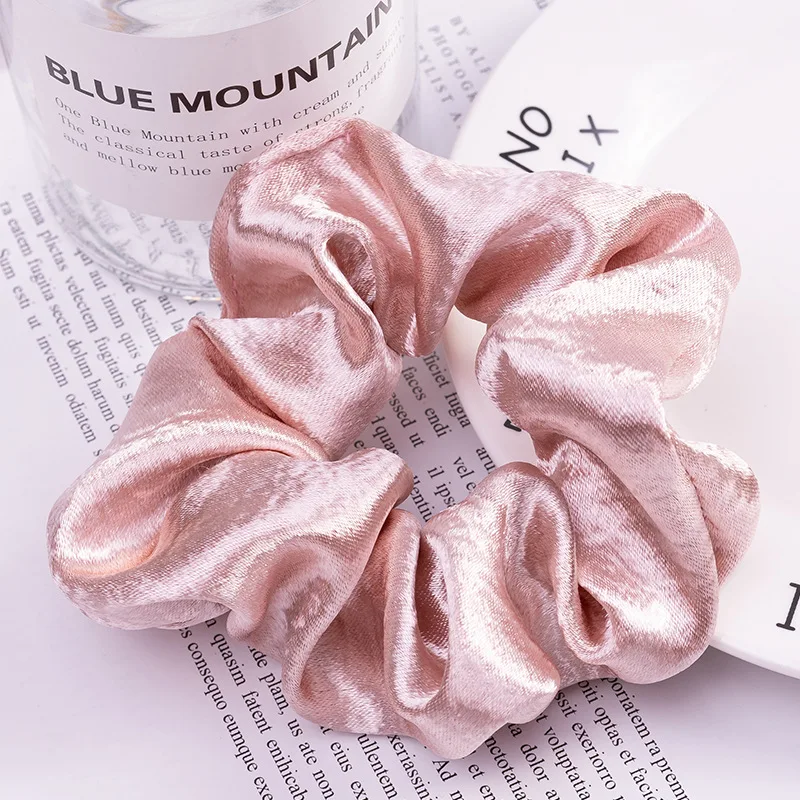 Pink M MISM, женские элегантные однотонные шелковые резинки для волос, модные аксессуары для волос - Цвет: Pink