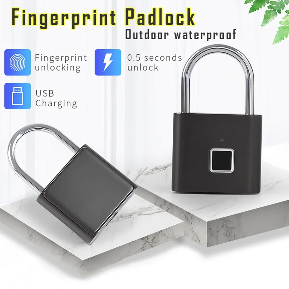 

Universal Intelligent Automatic Fingerprint Lock Smart Padlock Security Keyless USB Rechargeable Door Zinc Alloy With Led Light