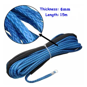 

50 feet Winch Rope Polyethylene Cord Accessories Parts Motorcycles Blue