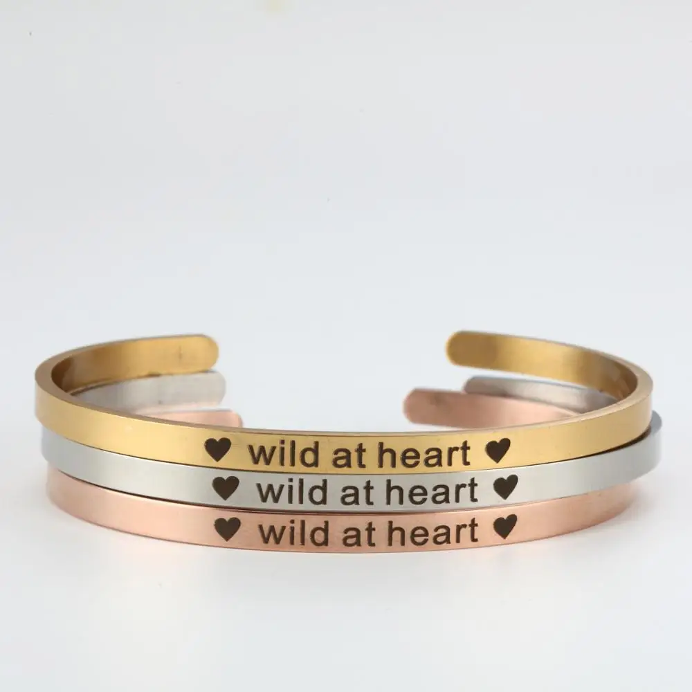 PolishedPlus индивидуальный браслет wild at heart из нержавеющей стали с надписью