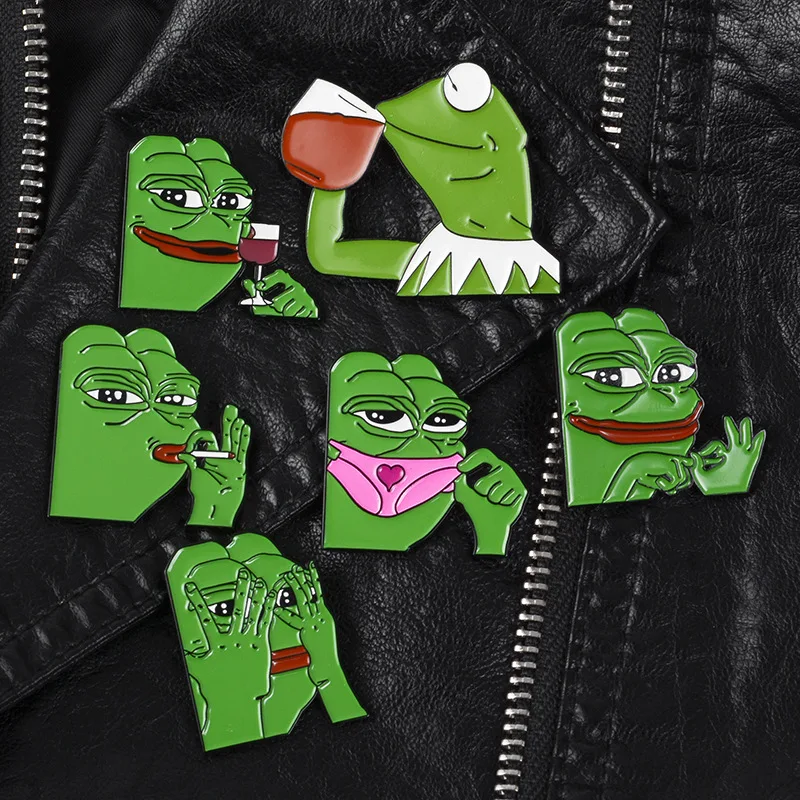 11 видов стилей лягушка Pepe эмаль на булавке металлической выражение лица броши в