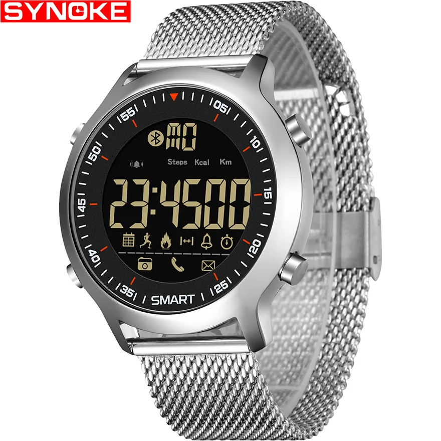 Male Smart Sport Watch Pedometer G Type Shock Outdoor Watches 50M Waterproof Digital Men Wristwatch IOS Android - Цвет: Sliver