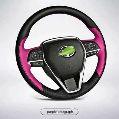 Purple paragraph DIY ручной стежок из натуральной кожи, чехол на руль автомобиля для Короны Corolla- Avalon-, автомобильные аксессуары - Название цвета: Purple paragraph