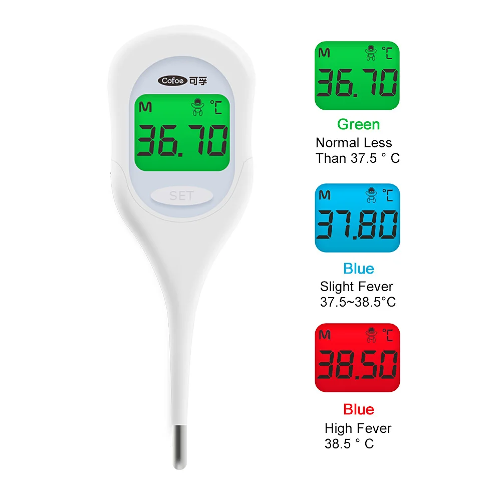 Cofoe интеллектуальный электронный термометр Триколор подсветка мягкая голова беременность цифровой ЖК-дисплей температура тела для детей и взрослых