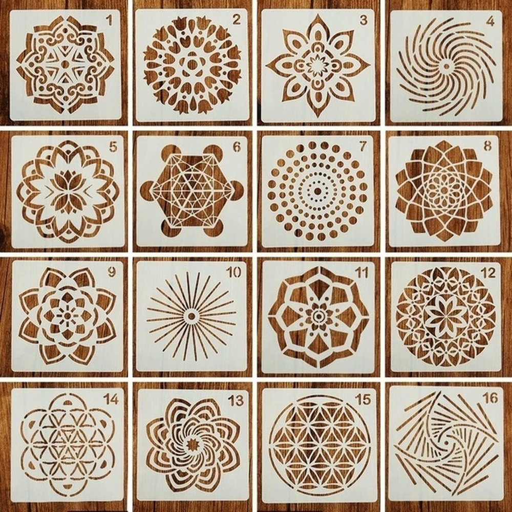 16pcs Mandala Dotting Stencils Template Dot Painting Templates Art Tools For Diy Rocks Stone Wall Art Canvas Furniture Painting Stencils Aliexpress
