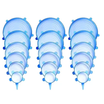 

Silicone Flexible Stretch Lids Blue the Stretchable Instalids Silicone Cover Lid to Fit Multiple Containers and Keep Food Fresh,