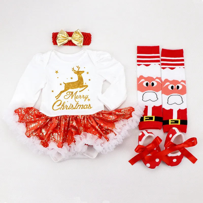 Одежда для малышей; Одежда для новорожденных «Мой первый Рождественский наряд»; платье-пачка; комбинезон; Одежда для младенцев; костюмы на день рождения для девочек; повязка на голову; гетры - Цвет: 5