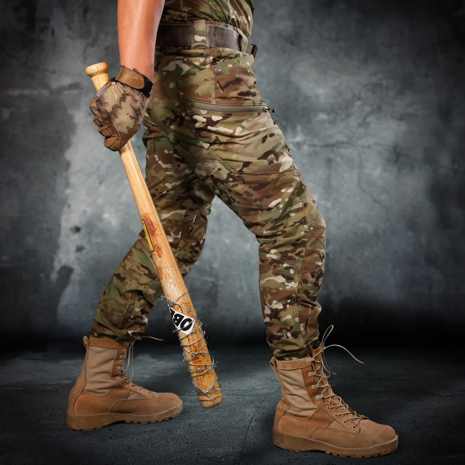 Army Fan Camouflage Tactical Pant With Knee Pads Outdoor Climbing Training Hunting Stretch Wearproof Breathable Military Trouser