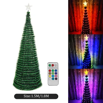 

1.5M/1.8M LED Light Artificial Christmas Trees Strip Light Decorations Festival Remote Control Christmas Party Lighting Tree