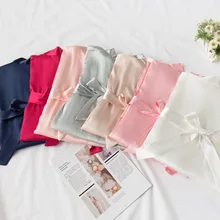 Летняя одежда для сна Женская Повседневная атласная одежда для сна элегантное однотонное свадебное платье невесты кимоно Ночная рубашка мягкая домашняя одежда