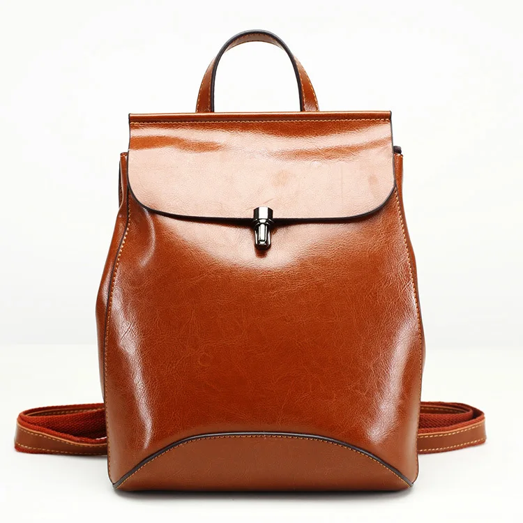 

Cowhide Both Shoulders Package Genuine Leather Woman Bag Capacity Backpack Travelling Bag 2019