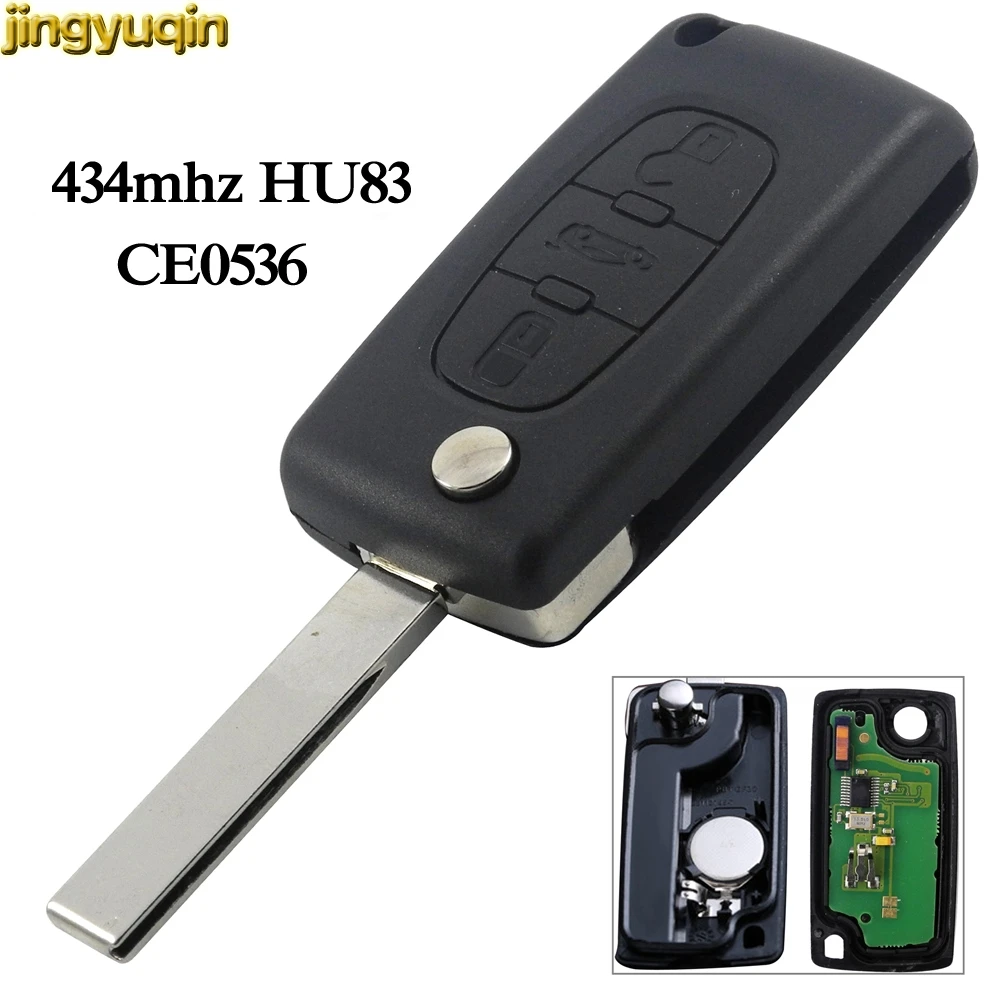 Jingyuqin дистанционный ключ автомобиля ASK 434 МГц чип для peugeot 207 307 Citroen C3 C5 HCA Blade CE0536