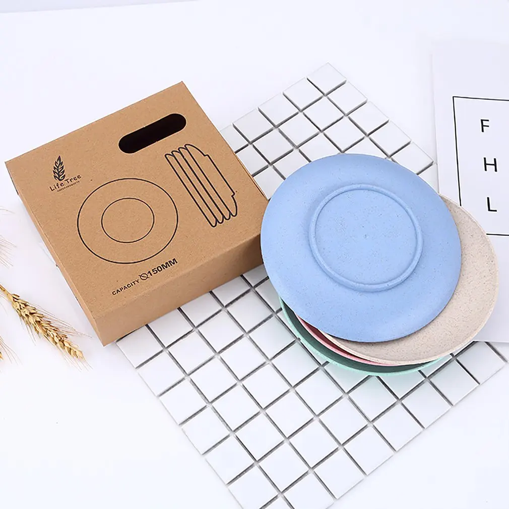 4 Pcs/Set Eco-friendly PP Plastic Dinner Plates Dishes for Cake Dessert Travel Dinnerware Sets Home Use |