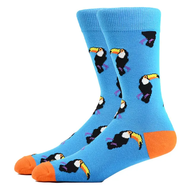 Men Socks Cotton Funny Animal socks For Man Women Novelty Casual Dressing Color Crew Socks For Happy Wedding Accessories Gift S34006-9