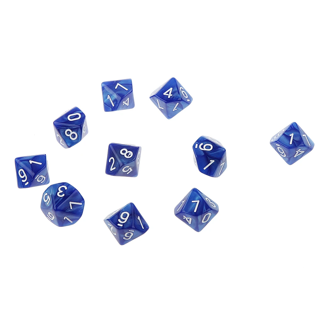20x 22mm Ten Sided Dice D10 for Playing Dungeons D&D TRPG Roleplay Game Toys Party Gambling Dices Game Digital Dices