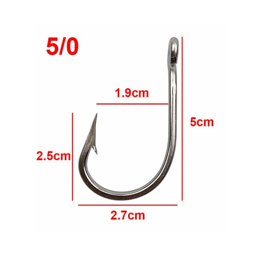 50pcs Size 12/0 Fishing Stainless steel Swordfish tuna Hooks Marlin Bulk Pack 