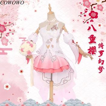 

Anime! Honkai Impact 3 Yae Sakura QiLuoMengHuan Flower Wedding Dress Lovely Uniform Cosplay Costume For Women NEW Free Shipping