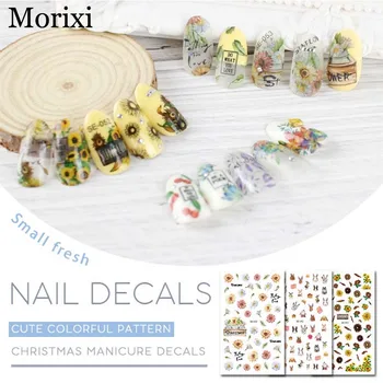 

Nail art sticker light colors flower animals water transfer nail adhesive long lasting DIY 3D manicure nail decals RA026