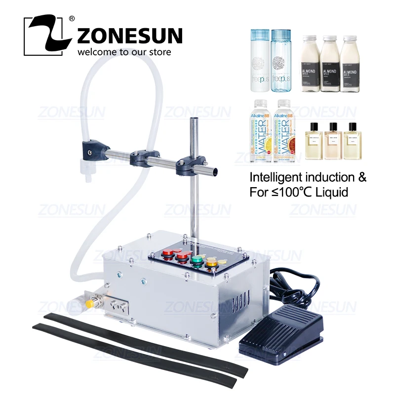 ZONESUN-máquina de llenado inteligente de Alcohol líquido, inducción, botella pequeña, embalaje resistente al calor de alta precisión