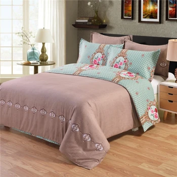 

3pcs/Set Bed Linen Cover Queen Size Flowers Double Bedding Set King Bed Sheet Bedding imitation Jacquard filament Home textile