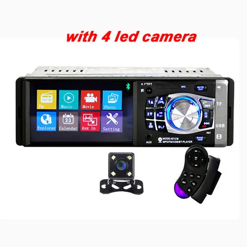 Camecho 1 Din автомобильное радио Авторадио Стерео 4,1 ''HD Автомобильный мультимедийный плеер Bluetooth USB AUX FM Радио MP3 аудио плеер с пультом дистанционного управления - Цвет: With 4 led Camera