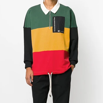 

Autumn New Sweatshirt 2019 Fashion Stitching Lapel Zipper Long Sleeve Casual Loose Sweatshirt Birthday Wholesale Hot Sales