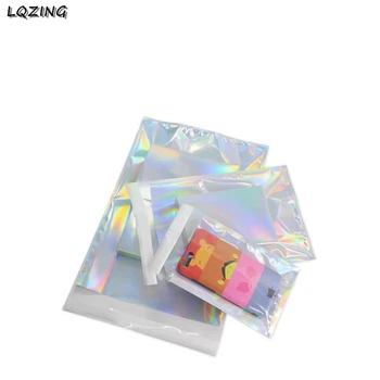 

100pc New Laser Self Sealing Plastic Envelopes Mailing Storage Bags Holographic Gift Jewelry Poly Adhesive Courier Packaging Bag