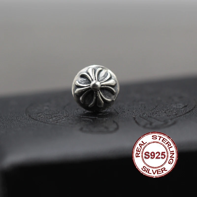 

S925 Sterling Silver Men's Earrings Personality retro punk style Cross flower shape Send a gift to love