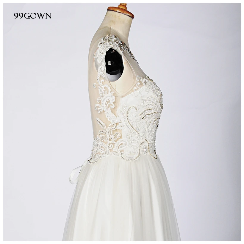 99GOWN простое длинное кружевное платье для гостей на свадьбу роскошное платье подружки невесты с вышивкой бисером для свадебной вечеринки